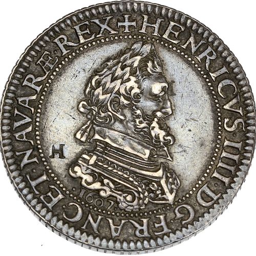 Null HENRI IV (1589-1610) Piéfort du demi franc. 1607. Paris, moulin du Louvre. &hellip;