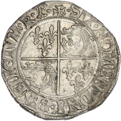 Null FRANCOIS Ier (1515-1547) Teston du Dauphiné, 2e type. Romans (Point 2e). 9,&hellip;