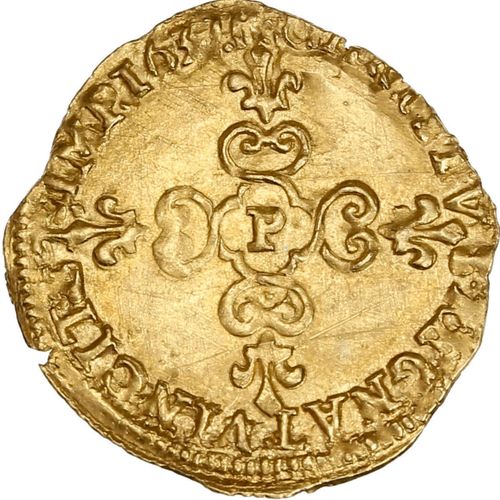 Null LOUIS XIII (1610-1643) Demi écu d or au soleil. 1637 (?). Dijon. 1,70 g. Ec&hellip;