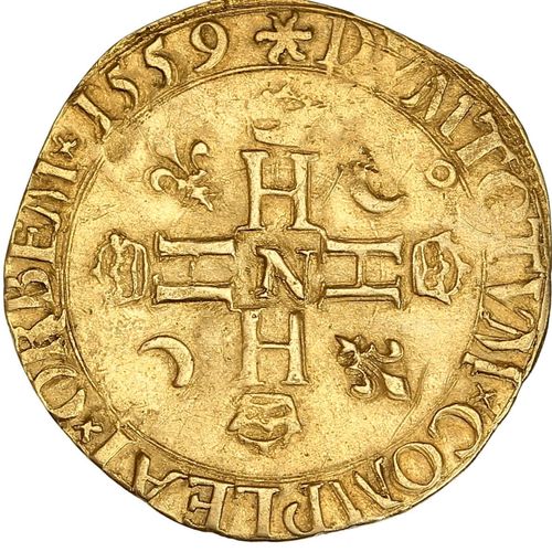 Null FRANCOIS II (1559-1560) Henri d or, 1er type, au nom d Henri II. 1559. Mont&hellip;