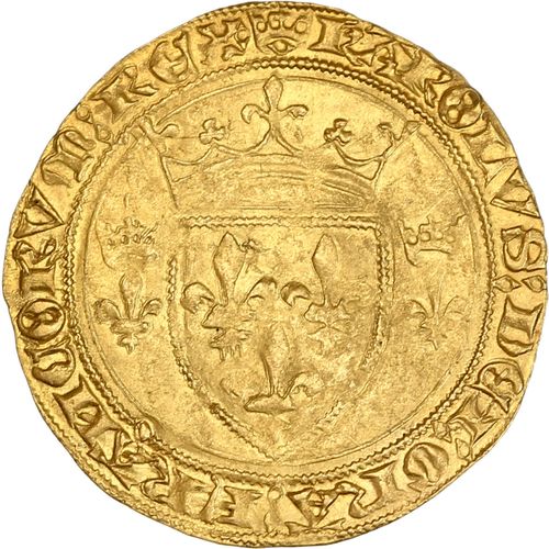 Null CHARLES VII (1422-1461) Ecu neuf (2e émission, 12 août 1445). Tournai (Poin&hellip;