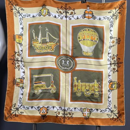 Null Compagnie Internationale des Wagons-Lits - Silk square - 50's - Brown and k&hellip;