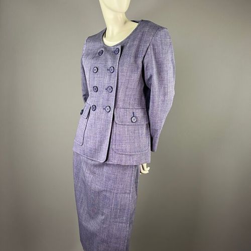 Null YVES SAINT LAURENT VARIATION - Summer 1994 - Blue mottled wool suit - Size &hellip;