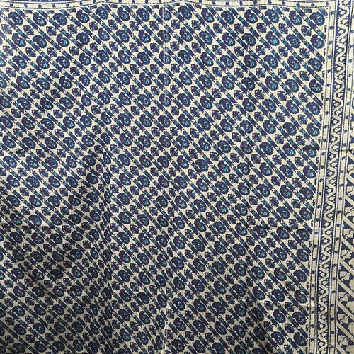 Null YVES SAINT LAURENT - Grande étole en laine bleu marine motif cachemire - Ve&hellip;