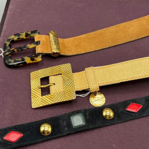 Null YVES SAINT LAURENT - 3 belts including:

-Model in light brown suede leathe&hellip;