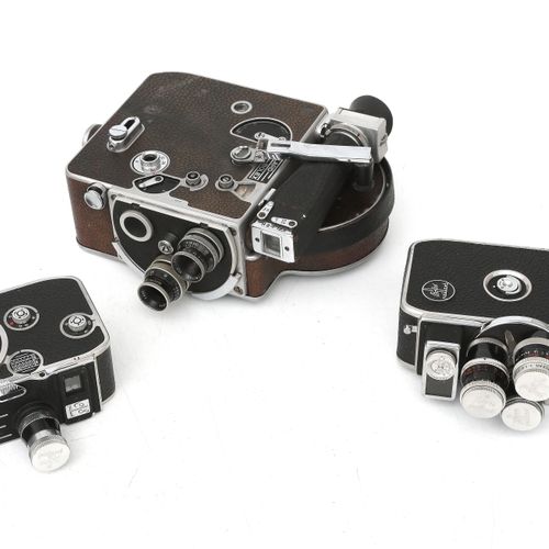 Null Three 16 mm Paillard Bolex filmcamera's, various types, with a Synchronizer&hellip;