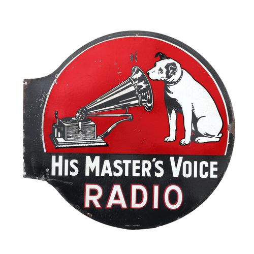 Null Grande enseigne publicitaire en émail pour la radio His Master's Voice, Ang&hellip;