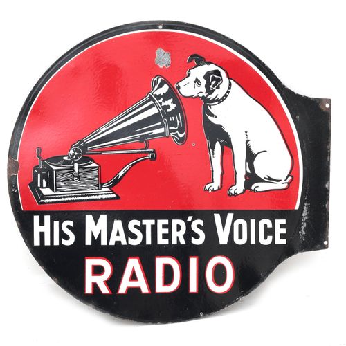Null Grande enseigne publicitaire en émail pour la radio His Master's Voice, Ang&hellip;