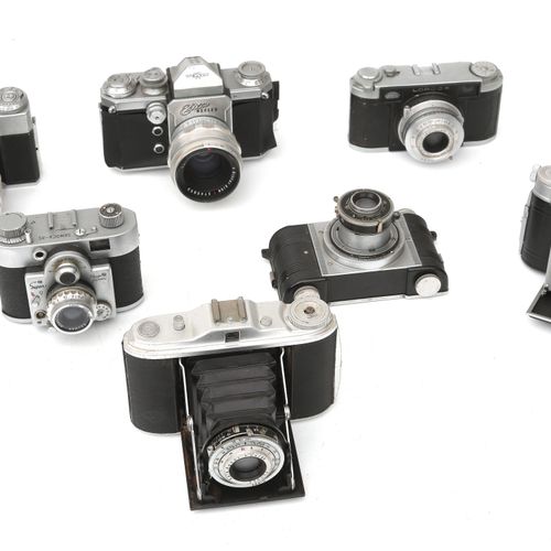 Sept appareils photo, dont, entre autres : Agfa, Lordox et Edixa, années 1950/19&hellip;