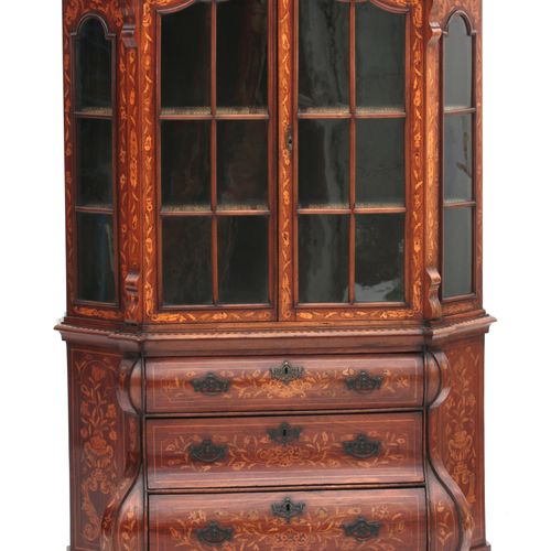 Null A brass mounted inlaid display cabinet with foliate motifs on claw feet, in&hellip;