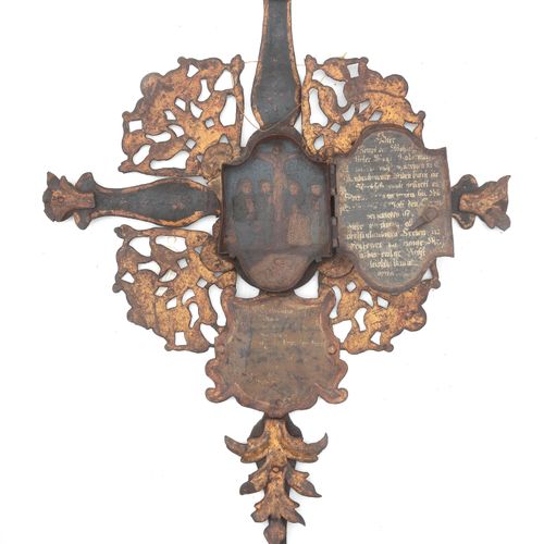 Null A German, polychrome decorated crucifix with a compartment with a door cont&hellip;