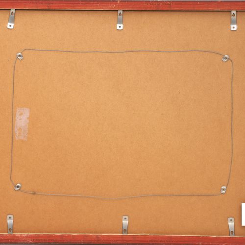 Null 粉红色框架的抽象构图，注释为 "自己的印刷品，日期为1959年b.R.，标题为 "动物园"，石版画，56 x 75.5厘米。