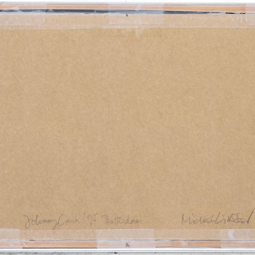 Null 米歇尔-林森拍摄的约翰尼-卡什的照片（1960年）。有框，略微变色。照片背面的文字：林森公司版权所有。14 x 19 厘米