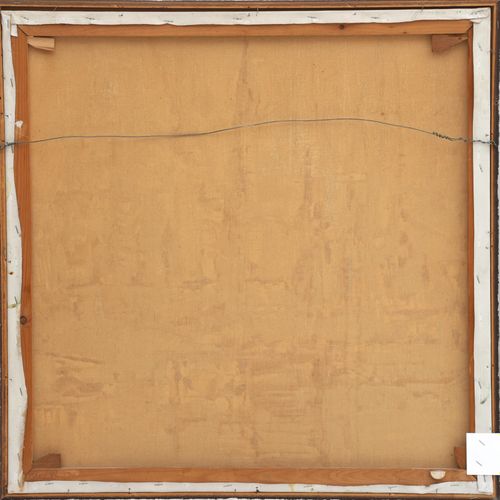 Null 抽象构图（I），右下方有签名和日期1973年。布面油画，68,7 x 68,7厘米。