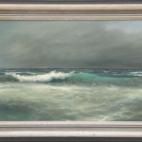 Null 海景画，无签名。布面油画，28,5 x 48厘米。