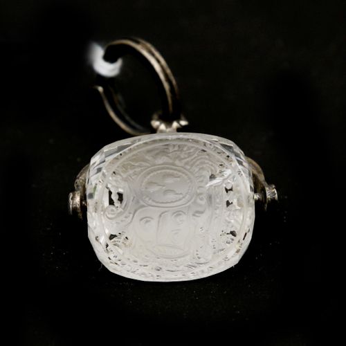 Null A cachet of rock crystal with engraved family crests. The mounts of silver.&hellip;