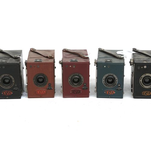 Null (5) Ensign 'All Distance' metal box camera's. The Boxes in four different c&hellip;