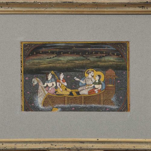 Null 336. Réunion de quatre miniatures Inde, XIXe et XXe siècle.Pigments polychr&hellip;