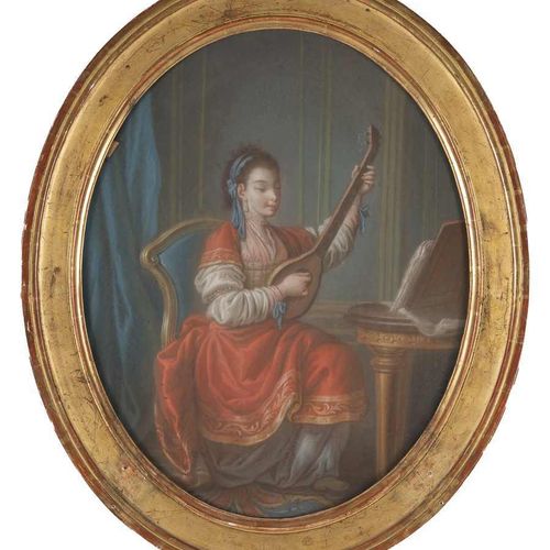 Null 333. École Française, fin XVIIIe siècle.Portraits de musiciennes.Deux paste&hellip;