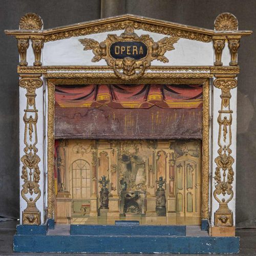 Null 256. Castelet de théâtre de marionnettes, XIXe siècle,modèle de table en bo&hellip;