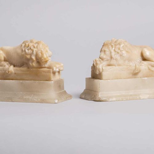 Null 297. Paire de lions couchés, d’après Canova, Italie, seconde moitié XIXe si&hellip;