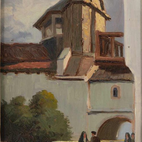 Null 7. Yvon MASSÉ (1892-1957).Église de Bidart.Huile sur panneau contreplaqué, &hellip;