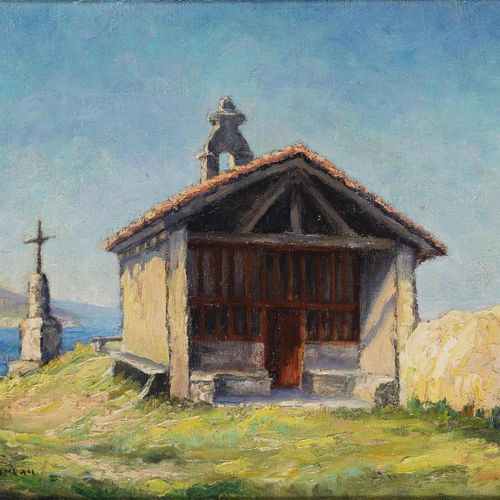 Null 87. Jacques GASTON-MOREAU (1903-1994).Chapelle de la Madeleine Bidart.Huile&hellip;
