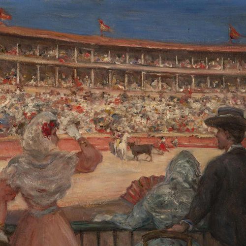 Null 95. Gustave Henri COLIN (1828-1910). Élégantes aux corridas.Huile sur toile&hellip;