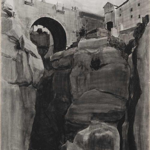 Null 86. Paul Robert BAZÉ (1901-1985). Pont de Ronda.Lavis sur papier, signé en &hellip;