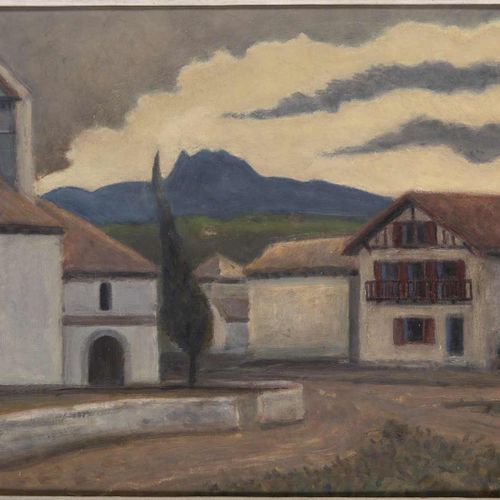 Null 5. Ramiro ARRUE (1892-1971). Église en pays basque.Huile sur panneau, signé&hellip;