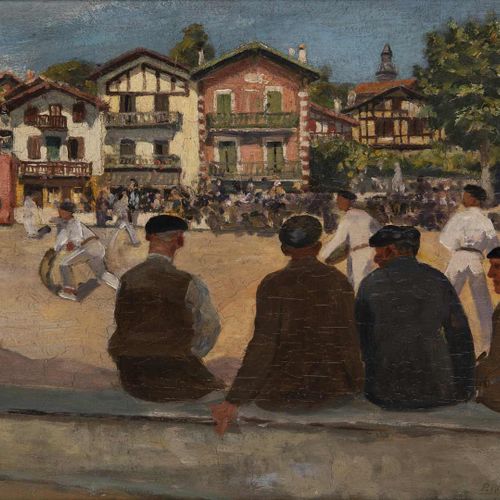 Null 76. Pedro RIBERA (1867-1949). Pelotaris au fronton de Ciboure, esquisse au &hellip;