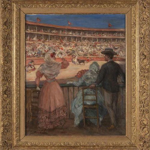 Null 95. Gustave Henri COLIN (1828-1910). Élégantes aux corridas.Huile sur toile&hellip;