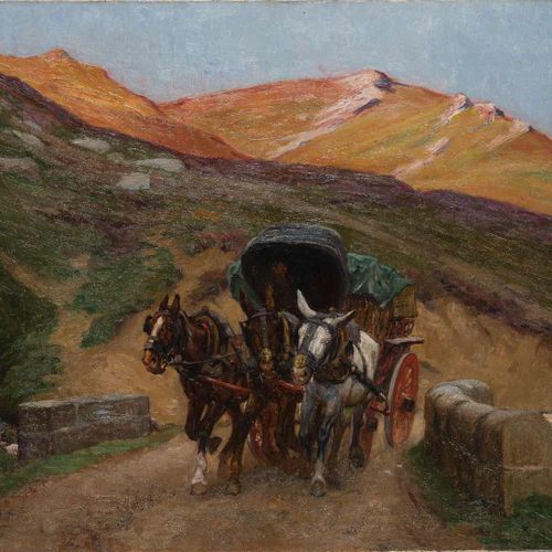 Null 37. René Maxime CHOQUET (1872-1958). Attelage sur un pont dans la montagne.&hellip;