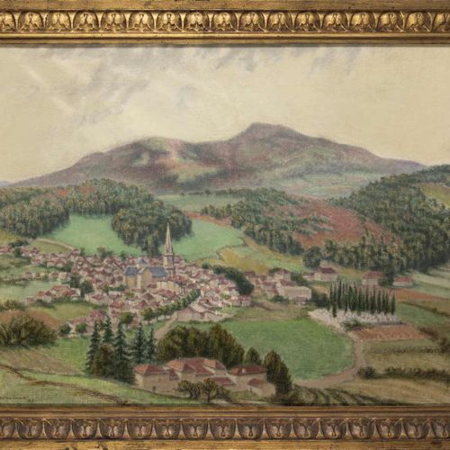Null 69. Charles LACOSTE (1870-1959).Village dans la vallée.Huile sur toile, sig&hellip;