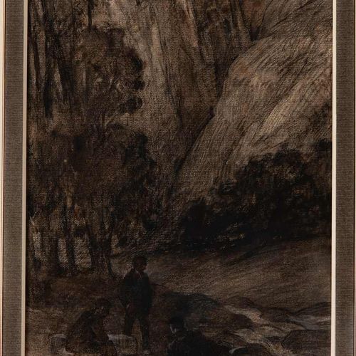Null 61. Henri Achille ZO (1873-1933).Contrebandiers près d’un cours d’eau.Dessi&hellip;