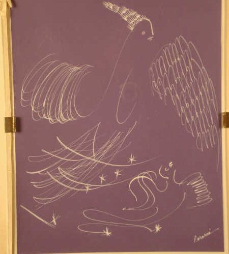 Null Irène RICE PEREIRA 1902 - 1971, Oiseaux et étoiles, déssin sur papier viole&hellip;