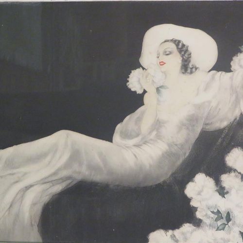 Null Louis ICART ( 1888-1950) "Parfum de fleurs" eau-forte signée en bas à gauch&hellip;