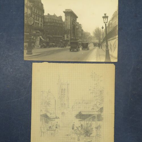 Null Henry MALFROY (1895-1944) " Lot: photo de la Porte Saint Martin et étude de&hellip;