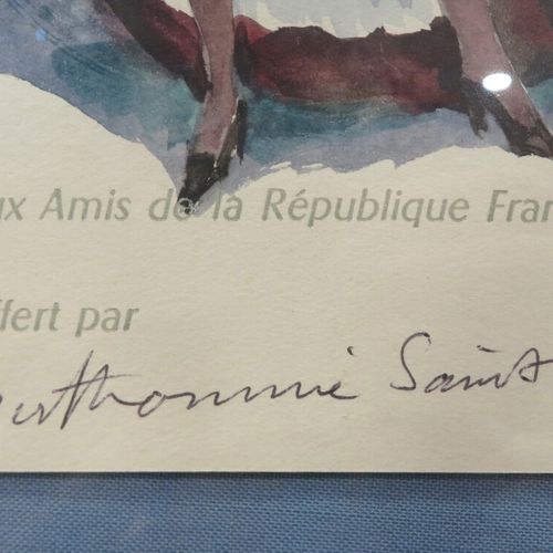 Null Louis BERTHOMME SAINT ANDRE (1905-1977) " Feme levant ses jupes" aquarelle &hellip;