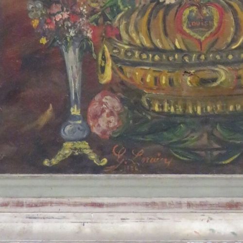 Null F. LORAIN "Bouquet de fleurs" toile signée, (accidents et réparations) 65 x&hellip;