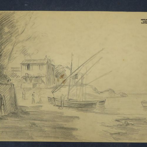 Null Henry MALFROY(1865-1944) " Etude de port en Méditerranée" crayon sur papier&hellip;