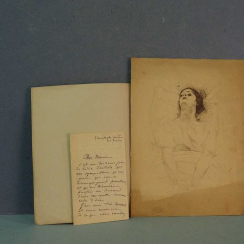Null Albert BARTHOLOMÉ (1848-1928) "Femme aux mains unies" gravure non signée 32&hellip;
