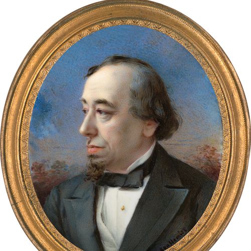 Boullemier, Antonin Hilaire Retrato en miniatura de Benjamin Disraeli, mirando h&hellip;