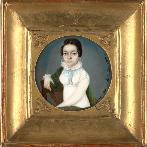Storace, Sebastiano Miniature portrait of a young woman sitting on a wooden chai&hellip;