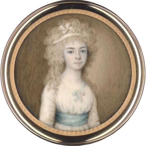 Campana, Ignazio Pio Vittoriano Miniature portrait of a girl with white bow in h&hellip;