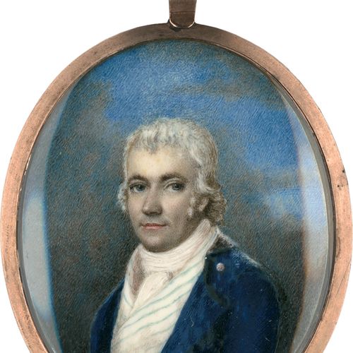 BRITISCH vers 1800/1805. Miniature Portrait d'un jeune homme aux cheveux blancs &hellip;