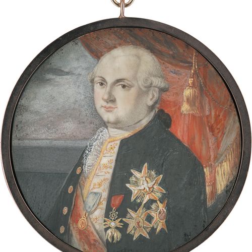 Italienisch Portrait miniature du duc Ferdinand Ier de Parme avec une perruque p&hellip;