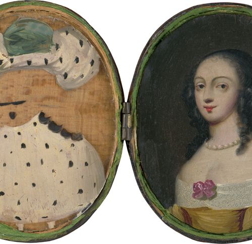 Britisch oder Niederländisch Intorno al 1660. Miniatura in travestimento: ritrat&hellip;