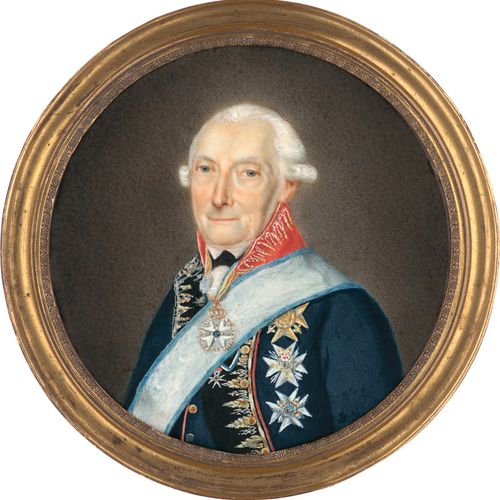 Europäisch Around 1800. Miniature portrait of a Bavarian artillery general with &hellip;