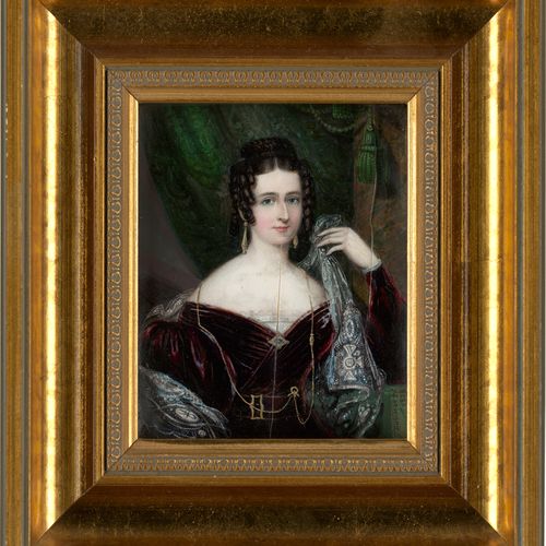 Dubisson, William C. Miniatur Portrait einer jungen Frau in auberginefarbigem Sa&hellip;